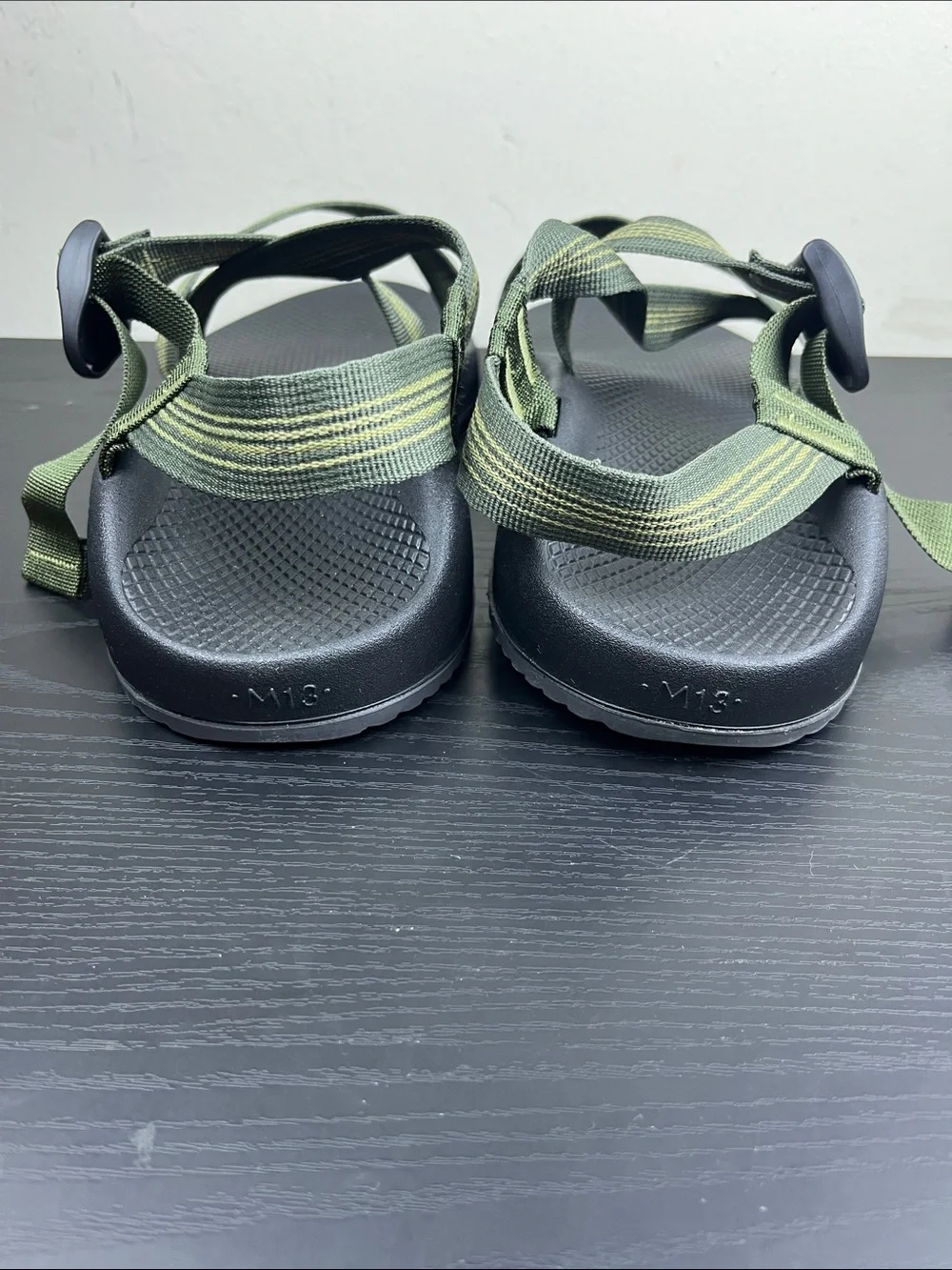 Chaco Z1 Classic Men's Size 13 Green Striped Sport Sandals Outdoor Hiking